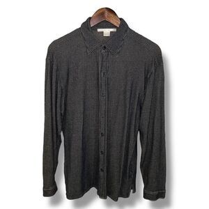 Perry Ellis Tom Ford Era Black Knit Button Up Shirt L